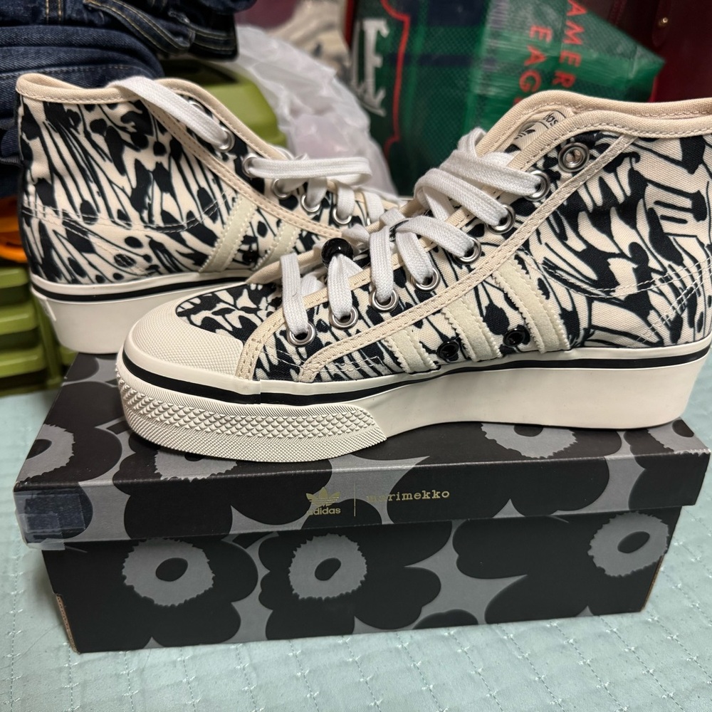 Marimekko Women's Black and White High-Top Sneakers